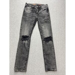 GAP True Skinny Jeans Womens 27 Gray Distressed Ripped Knee‎ Stretch Denim